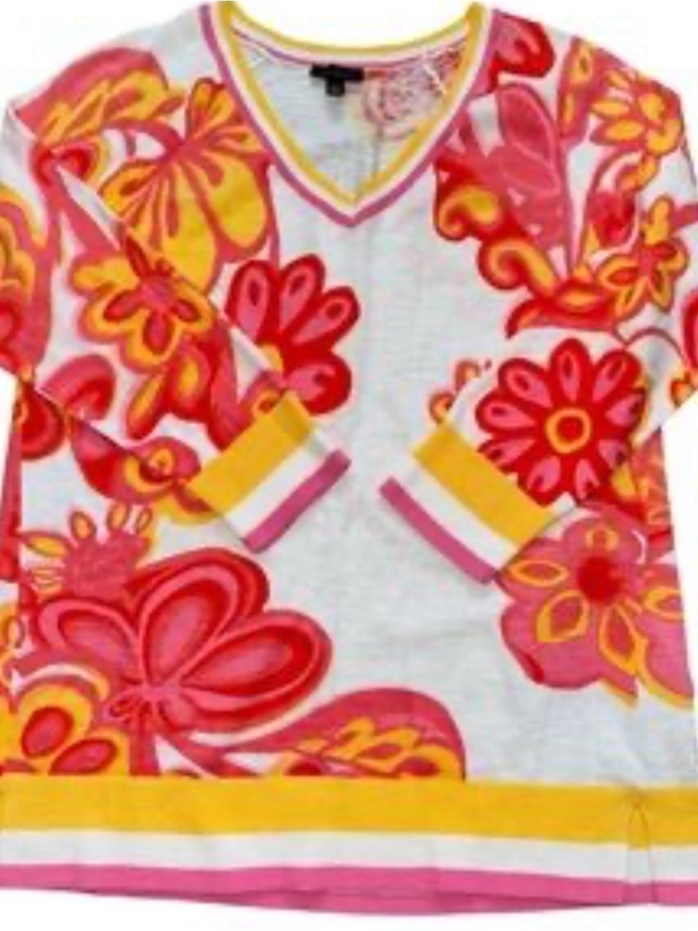 Talbots women’s Vibrant Floral V‑Neck Sweater Top size XLp